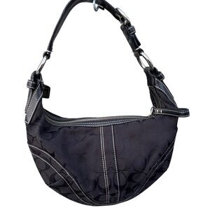VTG Y2K Coach Signature C Monogram Demi Hobo Shoulder Bag Black 10074 flaw